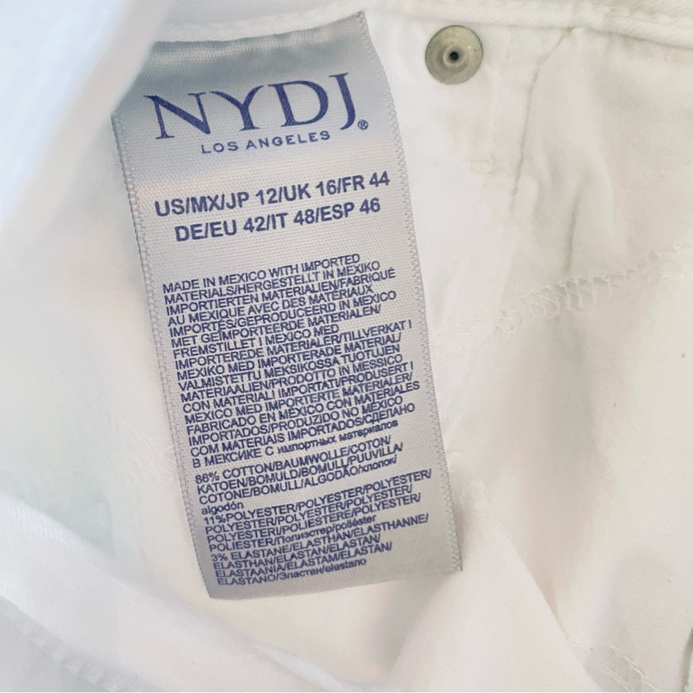 NWT 🤍 NYDJ Marilyn Straight Leg White Denim Jeans, 32” Inseam, Size 12 #MFOZ2013 - Picture 14 of 16